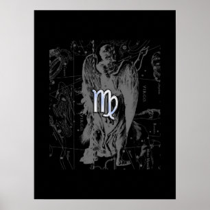 Chrome wie Virgo Zodiac Sign auf Black Hevelius Poster