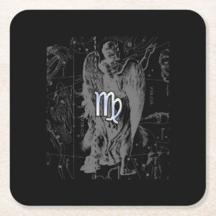 Chrome wie Virgo Zodiac Sign auf Hevelius in Schwa Rechteckiger Pappuntersetzer