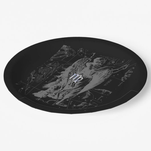 Chrome wie Virgo Zodiac Sign auf Hevelius Pappteller (Schrägansicht)