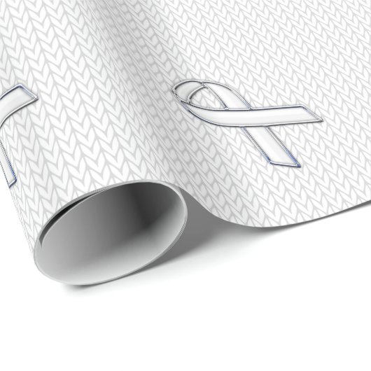 Chrome wie Weißer Strick Band-Bewusstsein Printwer Geschenkpapier (Rolleneckpunkt)