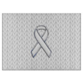 Chrome wie Weißer Strick Band-Bewusstsein Printwer Schneidebrett (Vorderseite)