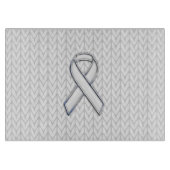 Chrome wie Weißer Strick Band-Bewusstsein Printwer Schneidebrett (Vorderseite)