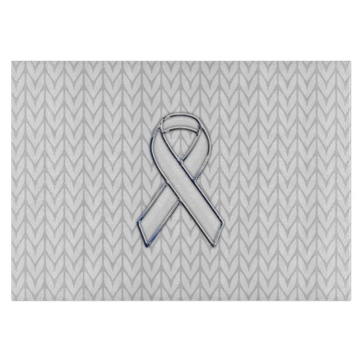 Chrome wie Weißer Strick Band-Bewusstsein Printwer Schneidebrett (Vorderseite)