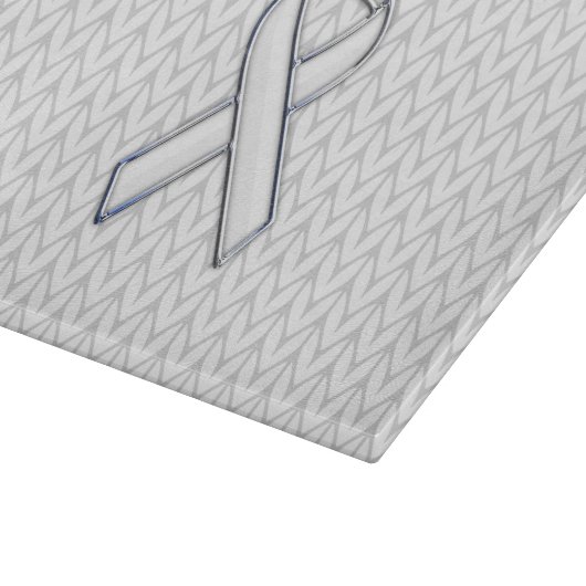 Chrome wie Weißer Strick Band-Bewusstsein Printwer Schneidebrett (Ecke)