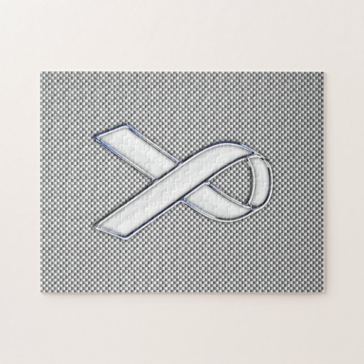 Chrome wie weißes Band-Bewusstsein Kohlenstofffase Puzzle (Horizontal)