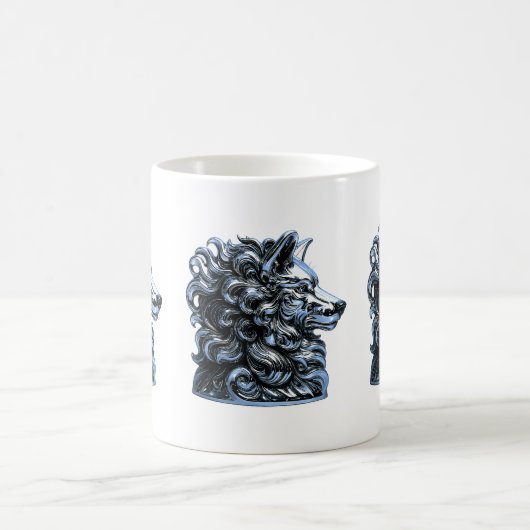 Chrome-Wolf-Brust-Skulptur Kaffeetasse (Mittel)