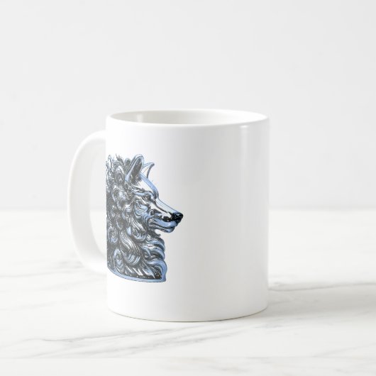 Chrome Wolf Bust Kaffeetasse (Vorderseite Links)