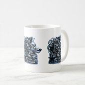 Chrome Wolf Bust Sculpture Kaffeetasse (VorderseiteRechts)