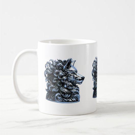 Chrome Wolf Bust Sculpture Kaffeetasse (Links)