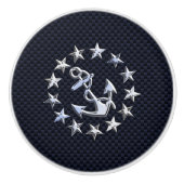 Chrome Yacht Flag auf Navy Carbon Fibre Print Keramikknauf (Vorderseite)
