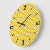 Chrome yellow, enamel look, studded grid große wanduhr (Winkel)
