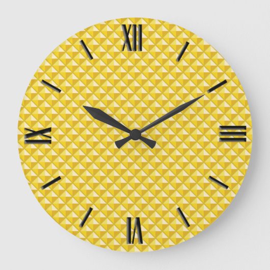 Chrome yellow, enamel look, studded grid große wanduhr (Vorderseite)
