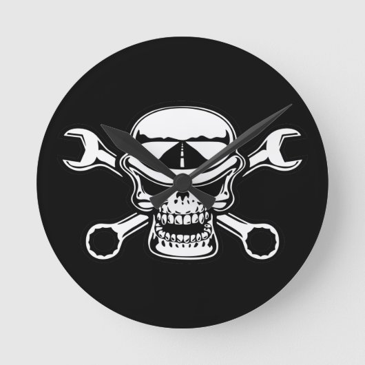 Chromeboy Cross-Wrenches Runde Wanduhr (Vorderseite)