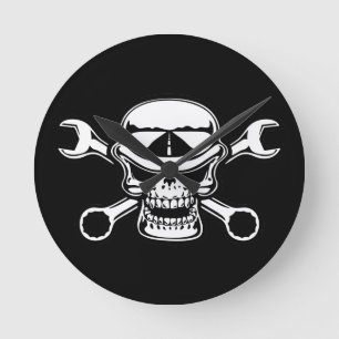 Chromeboy Kreuz-Schlüssel Runde Wanduhr