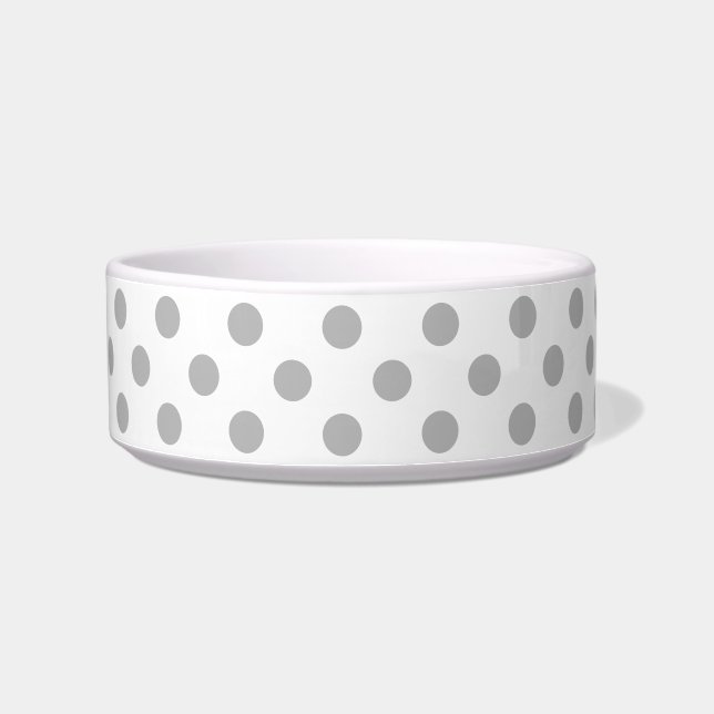 Chromgraue Polka-Dosen-Kreise Napf (Links)