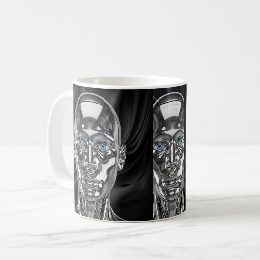 Chrommetallandroid Kaffeetasse (Vorderseite Links)