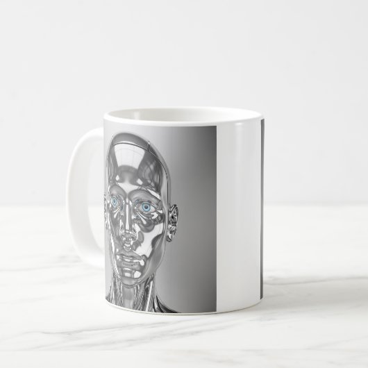 Chrommetallroboter Kaffeetasse (Vorderseite Links)