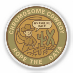 Chromosomen-Cowboy, der die Daten wie ein Profi mi Aufkleber