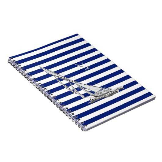 Chromsegeln auf nautischen Streifen Notizblock (Rechte Seite)