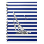 Chromsegeln auf nautischen Streifen Notizblock (Vorderseite)