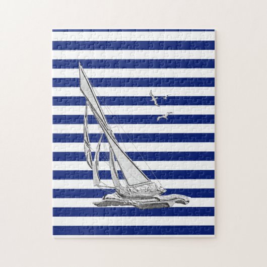 Chromsegeln auf nautischen Streifen Puzzle (Vertikal)