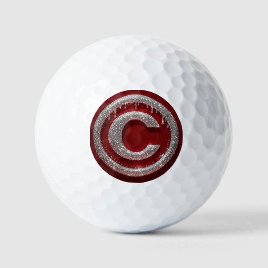 Chromtropf Glitter Buchstabe C Monogramm Golfball (Vorderseite)