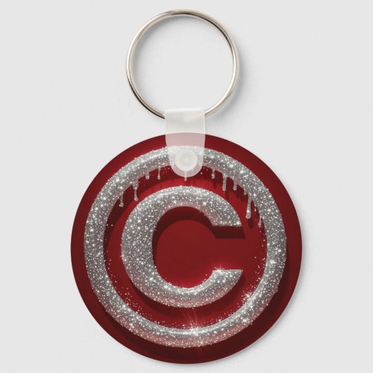 Chromtropf Glitter Buchstabe C Monogramm Schlüsselanhänger (Vorderseite)