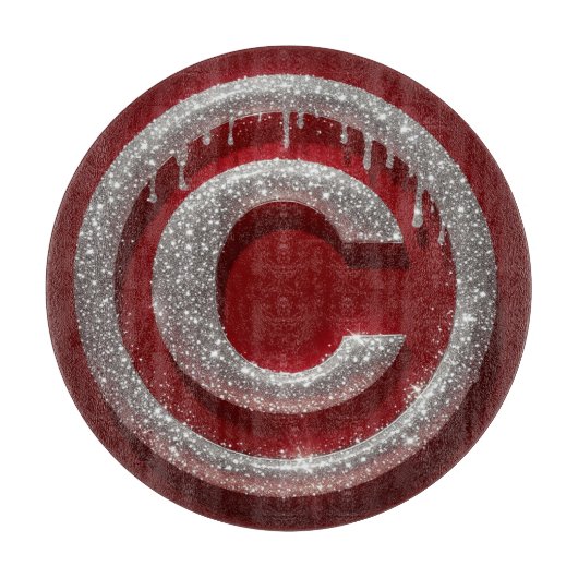 Chromtropf Glitter Buchstabe C Monogramm Schneidebrett (Vorderseite)