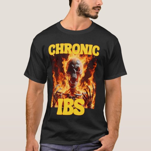Chronic IBS Funny Cringe Hard Skelett Meme Flames T-Shirt (Vorderseite)