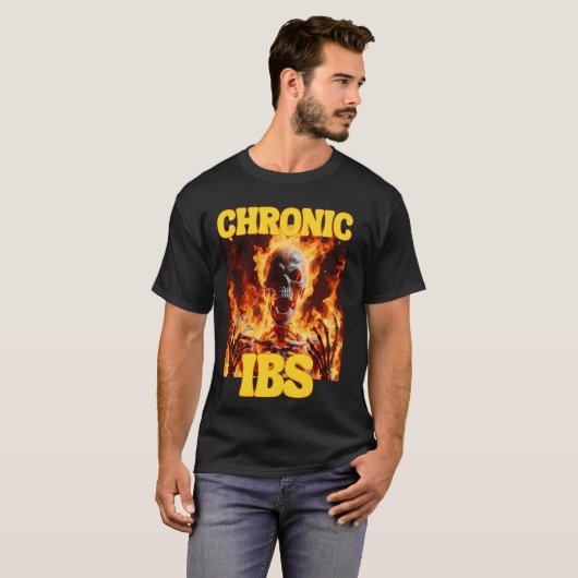 Chronic IBS Funny Cringe Hard Skelett Meme Flames T-Shirt (Vorne ganz)