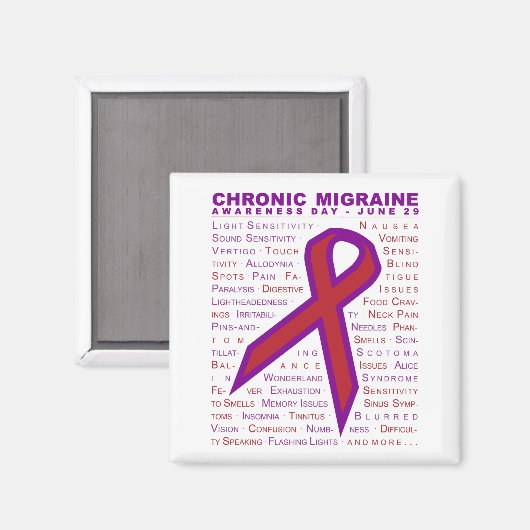 Chronic Migraine Aware - Symptome und Multifunktio Magnet (Vorderseite/Rückseite)