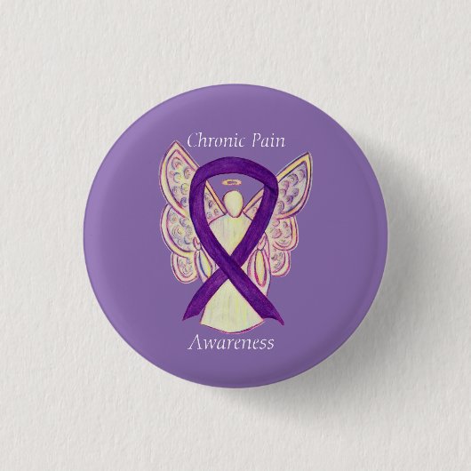 Chronic Pain Awareness Angel Ribbon Art Button (Vorderseite)