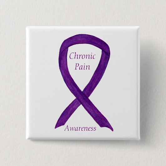 Chronic Pain Awareness Ribbon Custom Art Button (Vorderseite)