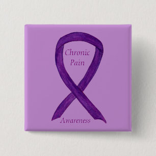 Chronic Pain Awareness Ribbon Custom Art Button