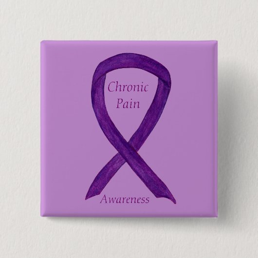 Chronic Pain Awareness Ribbon Custom Art Button (Vorderseite)