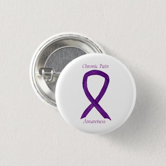 Chronic Pain Awareness Ribbon Custom Art Button (Vorne & Hinten)