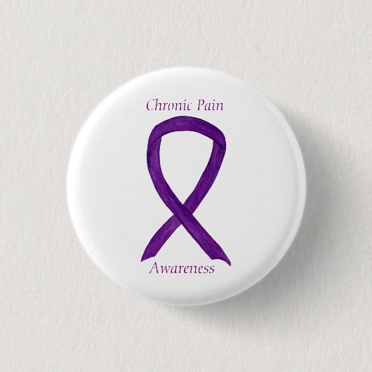 Chronic Pain Awareness Ribbon Custom Art Button (Vorderseite)