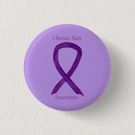 Chronic Pain Awareness Ribbon Custom Art Button (Vorderseite)