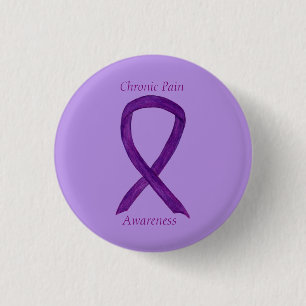 Chronic Pain Awareness Ribbon Custom Art Button