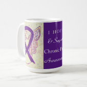 Chronic Pain Awareness Ribbon Engel Custom Tasse (Vorderseite Links)