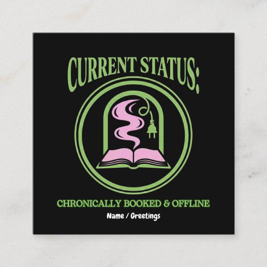 Chronically Booked & Offline Analog Reading Escape Quadratische Visitenkarte (Vorderseite)