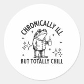 Chronically Ill Funny Frog Chronic Pain &amp; Illn Runder Aufkleber (Vorderseite)