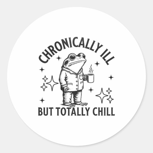Chronically Ill Funny Frog Chronic Pain &amp; Illn Runder Aufkleber (Vorderseite)