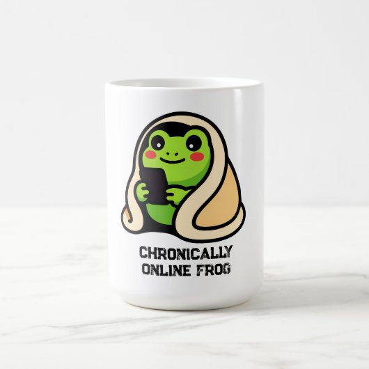 chronisch online Frosch Lustiges Meme Kaffeetasse (Mittel)