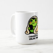 chronisch online Frosch Lustiges Meme Kaffeetasse (Vorderseite Links)