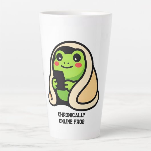 chronisch online Frosch Lustiges Meme Milchtasse (Vorderseite)
