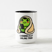 chronisch online Frosch Lustiges Meme Tasse (Zentrum)