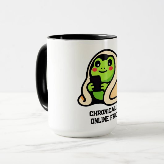 chronisch online Frosch Lustiges Meme Tasse (Vorderseite Links)