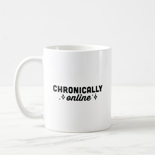 Chronisch online lustiges Doomscrolling Mädchen Kaffeetasse (Links)