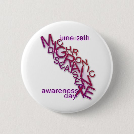 Chronische Migräne-Krankheit - Wort-Jagd - Knopf Button (Vorderseite)